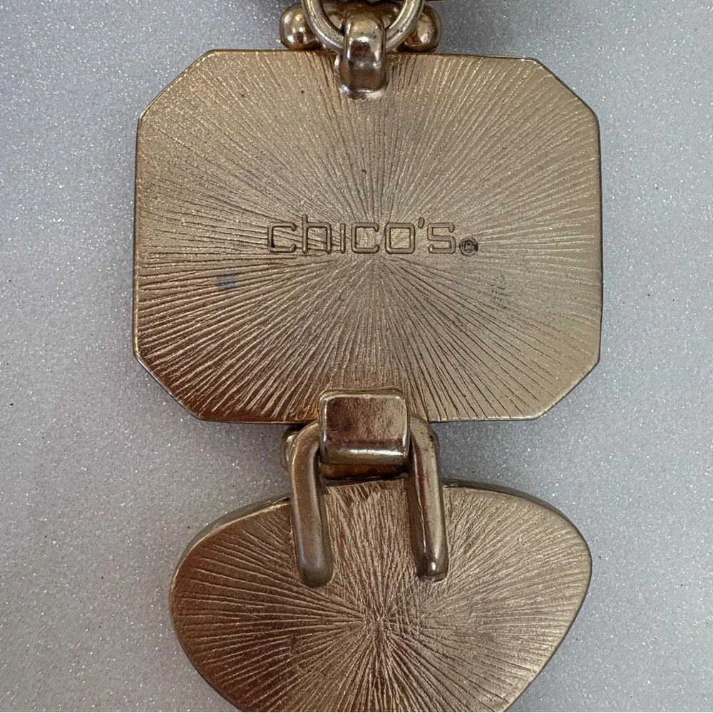 Chico’s Genuine Leather Belt Beige Taupe Stones  Adjustable S/M Natural